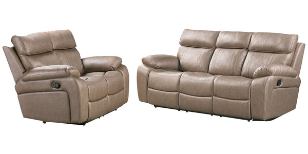 Theon - Manual Glider Reclining Sofa Set Dark Brown 2 Pc. Sofa, Loveseat