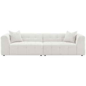 Everly - Boucle Upholstered Extra Long Sofa - White