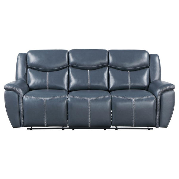 Sloane - Upholstered Padded Arm Reclining Sofa - Blue