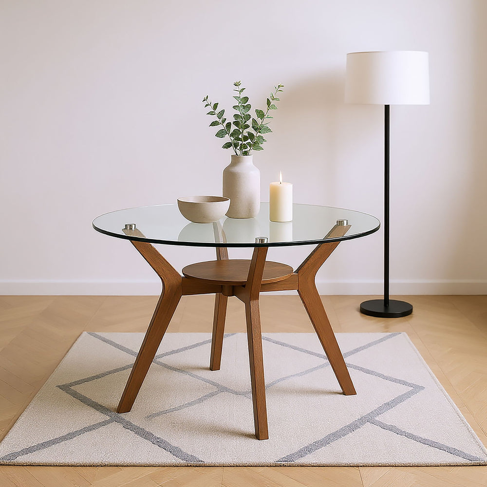 Oscar - Round Glass Dining Table Light Brown Dining Tables