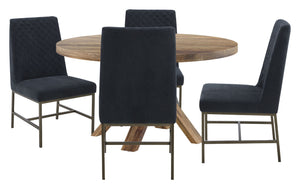 Crossings - Round Dining Table With 4 Upholstered Chairs Black