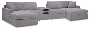Modmax - Granite - Sectional Gray 5 Pc. Sectional With Double Chaise and Audio Console
