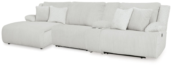 Top Tier - Reclining Sectional Gray 4 Pc. Left Arm Facing Press Back Chaise Reclining Sectional