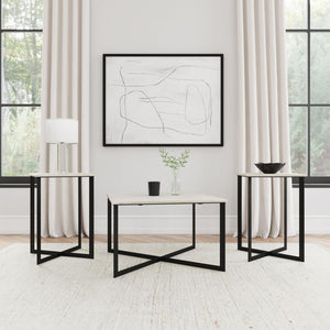Tobin - Marble Top Coffee And End Table Set White 3 Pc. Coffee Table, 2 End Tables