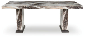 Jeshina - Dining Table - Dark Brown / Beige