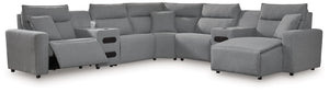 ModMax II - Salt And Pepper - Reclining Sectional Gray 7 Pc. Power Reclining Sectional With RAF Press Back Power Chaise