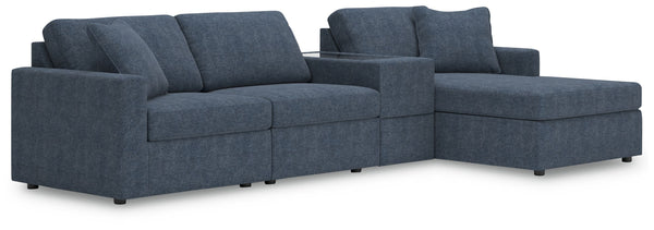 Modmax - Ink - Sectional Blue 4 Pc. Sectional With Raf Corner Chaise And Storage Console