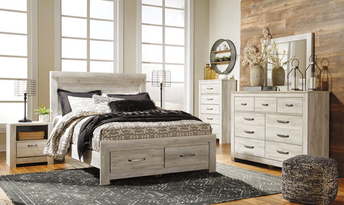 Bellaby - Dresser, Mirror, Platform Bed With Storage Drawers Set Beige