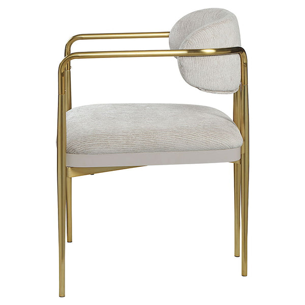 Zayn - Arm Chair (Set of 2) - Beige Chenille & Gold