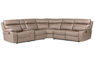 Theon - Modular Manual Reclining Sectional And Entertainment Console Dark Brown 6 Pc. Sectional