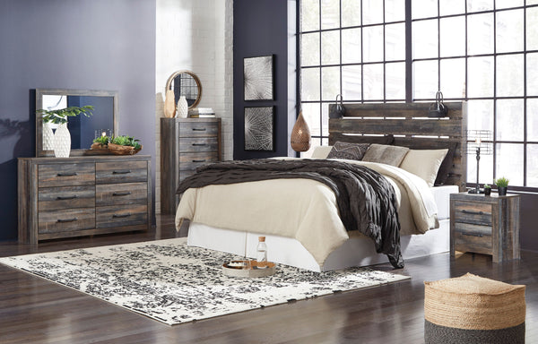 Drystan - Bedroom Set Beige 5 Pc. Dresser, Mirror, Chest, Panel Headboard, Nightstand King