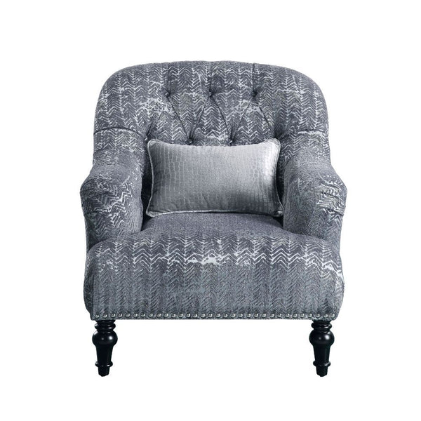 Gaura - Chair With Pillow - Dark Gray Velvet
