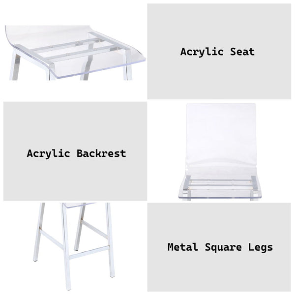 Nadie - Counter Height Chair (Set of 2) - Clear Acrylic & Chrome