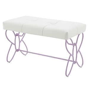 Priya II - Bench - White & Light Synthetic Leather Rple