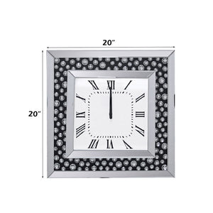 Nysa - Wall Clock - Mirrored & Faux Crystals