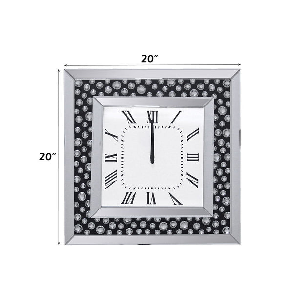 Nysa - Wall Clock - Mirrored & Faux Crystals
