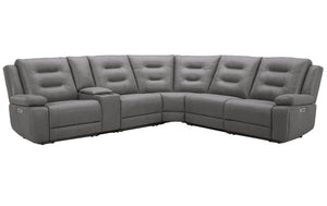 Caldwell - Modular Power Reclining Sectional Tahoe Fog 6 Pc. Sectional
