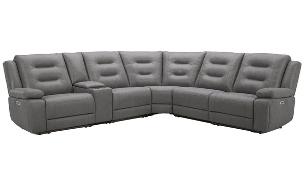 Caldwell - Modular Power Reclining Sectional Tahoe Fog 6 Pc. Sectional