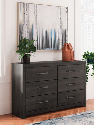 Hollivern - Dark Gray - Six Drawer Dresser