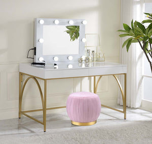 Lightmane - Vanity Desk (Same 92660) - White High Gloss & Gold