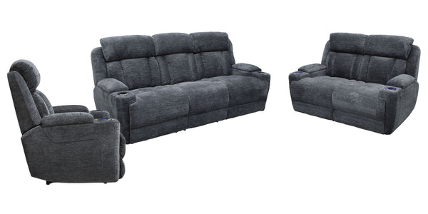 Dalton - Power Reclining Sofa Set Dark Gray 3 Pc. Sofa, Loveseat, Recliner