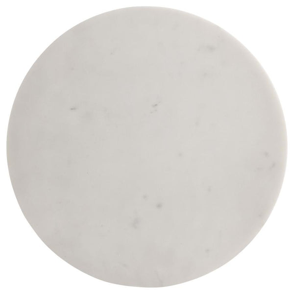 Colette - Round Marble Top Side Table - White And Dark Gray