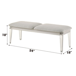 Laveda - Bench - Light Gray Boucle & Pearl White Finish