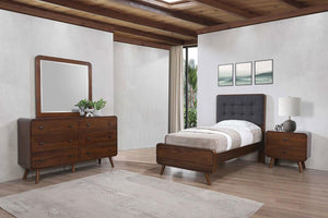 Robyn - Bedroom Set Dark Brown 4 Pc. Bed, Dresser, Mirror, Nightstand Twin