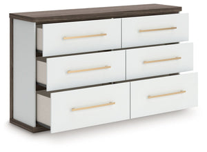 Kendanport - 3 Pc. - Dresser And 2 Nightstands - Brown / White