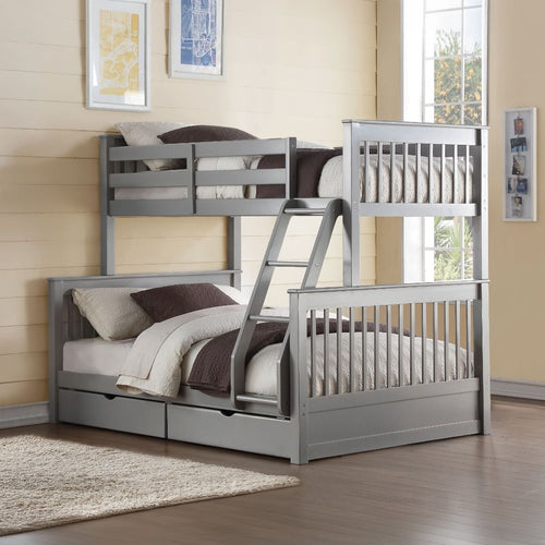 Haley II - Twin Over Full Bunk Bed With Storage Gray