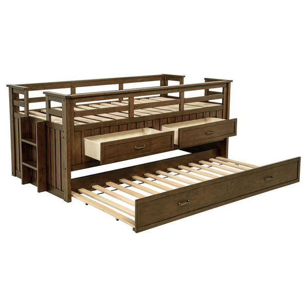 Carlsbad - Wood Captains Bed With Trundle Dark Brown Twin