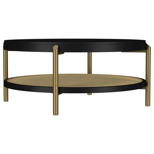 Arini - Round Coffee Table With Storage Shelf Black