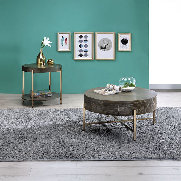 Weyton - End Table - Dark Oak & Champagne