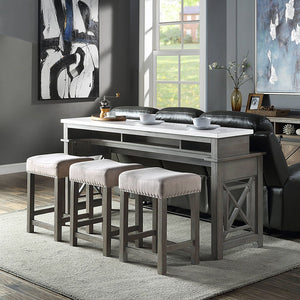 Wandella - Counter Height Set w/USB Weathered Gray 4 Pc. Dining Room Set