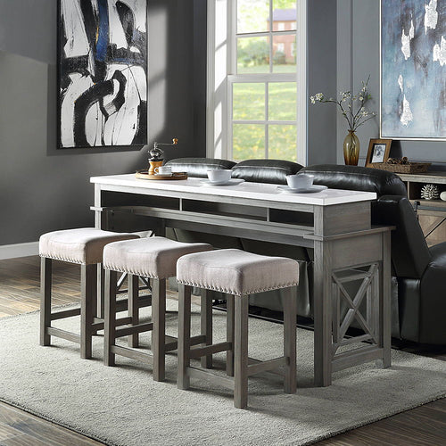 Wandella - Counter Height Set w/USB Weathered Gray 4 Pc. Dining Room Set