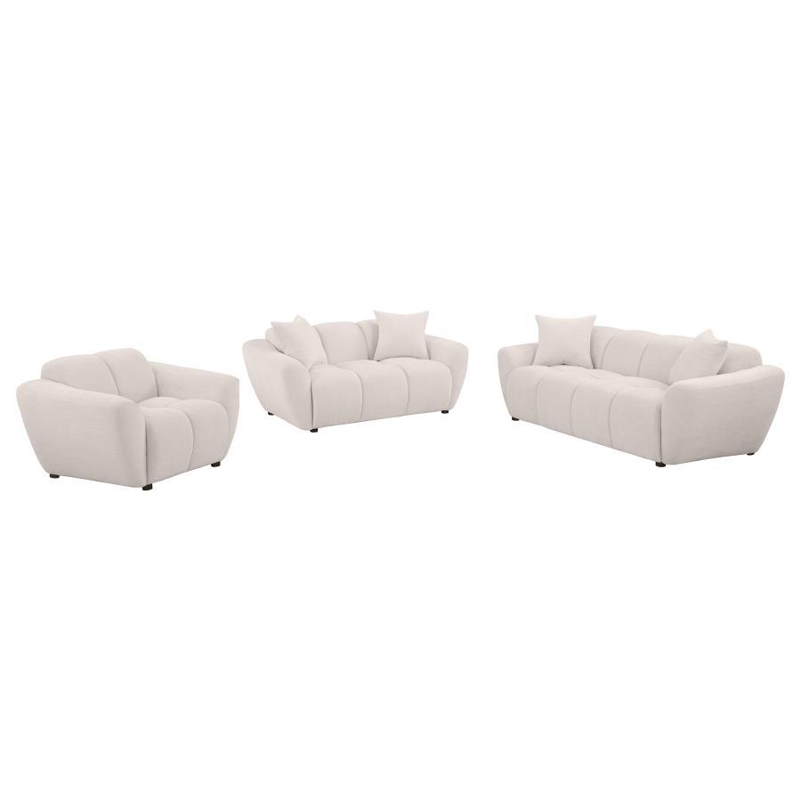 Destino - Chenille Splayed Arm Sofa Set Beige 2 Pc. Sofa, Loveseat