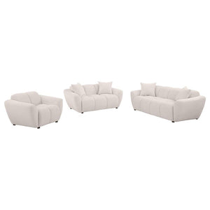 Destino - Chenille Splayed Arm Sofa Set Beige 3 Pc. Sofa, Loveseat, Chair