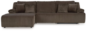 Top Tier - Reclining Sectional Dark Brown 3 Pc. Left Arm Facing Chaise Reclining Sectional