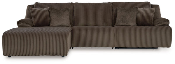 Top Tier - Reclining Sectional Dark Brown 3 Pc. Left Arm Facing Chaise Reclining Sectional