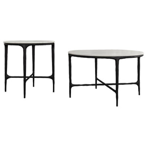 Hermas - Round Marble Coffee And End Table Set