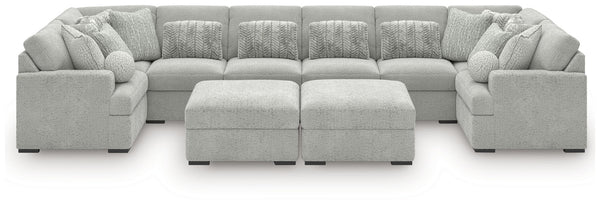 Cuddle Plush - Sectional White 10 Pc. Sectional With 2 Oversized Ottomans
