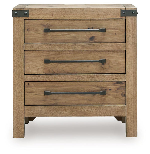 Ridgester - Three Drawer Night Stand - Light Brown