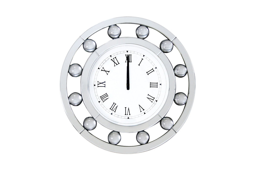 Boffa - Geometric Pattern Trim Round Wall Clock - Mirrored