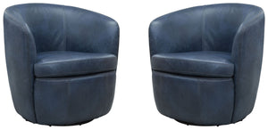 Barolo - 100% Italian Leather Swivel Club Chair (Set of 2)