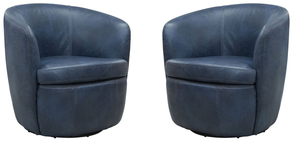 Barolo - 100% Italian Leather Swivel Club Chair (Set of 2)