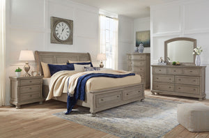 Lettner - Sleigh Bedroom Set 8 Pc. - Dresser, Mirror, Chest, Sleigh Bed, 2 Nightstands King 2 Drawers