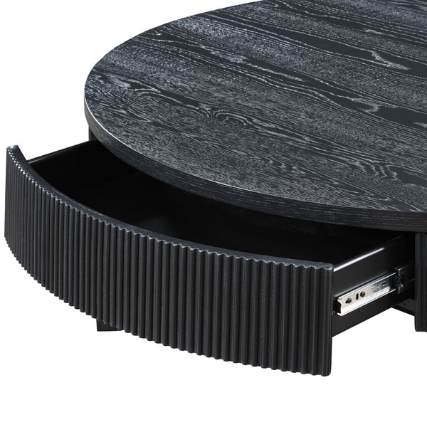 Tate - Round One Drawer Coffee Table - Black