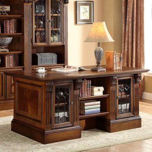 Huntington - Double Pedestal Executive Desk - Antique Vintage Pecan