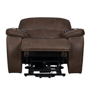 Brookings - Power Lift Recliner With Heat & Massage - Brown