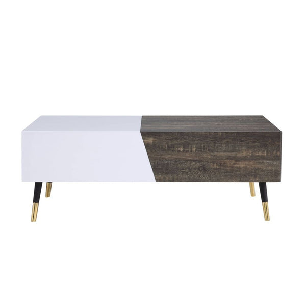 Orion - Coffee Table - White High Gloss & Rustic Oak